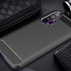 Honor 20 / Huawei Nova 5T Telefontok - Carbon Fiber fekete szilikon tok-6
