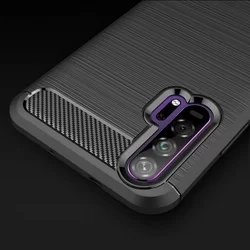 Honor 20 / Huawei Nova 5T Telefontok - Carbon Fiber fekete szilikon tok-7