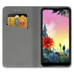 LG K50s Telefontok - fekete mágneses szilikon keretes könyvtok-1