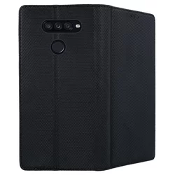 LG K50s Telefontok - fekete mágneses szilikon keretes könyvtok-3