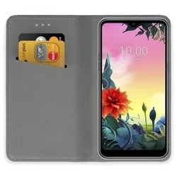 Telefontok LG K50s - arany mágneses szilikon keretes könyvtok-3
