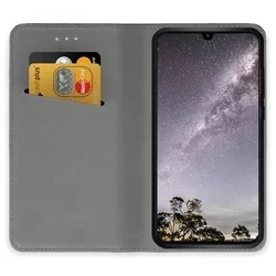 LG K40S Telefontok - fekete mágneses szilikon keretes könyvtok-2