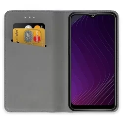 Samsung Galaxy A20s Telefontok - fekete mágneses szilikon keretes könyvtok-1