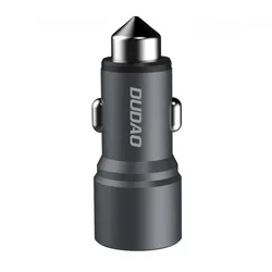DUDAO R5 Autós töltő - univerzális 2USB 3.1A szürke, fém szivartöltő fej szélvédő törő kalapáccsal-2