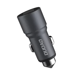 DUDAO R5 Autós töltő - univerzális 2USB 3.1A szürke, fém szivartöltő fej szélvédő törő kalapáccsal-3