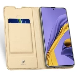 Telefontok Samsung Galaxy A51 - Dux Ducis arany flipcover tok-3