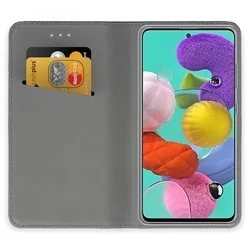 Samsung Galaxy A51 Telefontok - kék mágneses szilikon keretes könyvtok-2