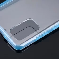 Samsung Galaxy S20 Ultra Telefontok - átlátszó kék keretes szilikon előlap + plexi hátlapi tok 360°-1