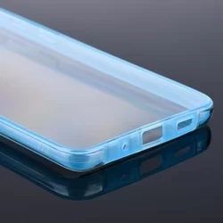Samsung Galaxy S20 Ultra Telefontok - átlátszó kék keretes szilikon előlap + plexi hátlapi tok 360°-3