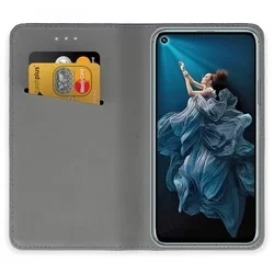 Honor 20 / Huawei nova 5T Telefontok - arany mágneses szilikon keretes könyvtok-2