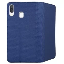 Samsung Galaxy A40 Telefontok - kék mágneses szilikon keretes könyvtok-1