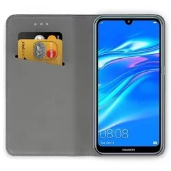 Huawei Y7 2019 / Y7 PRIME 2019 Telefontok - kék mágneses szilikon keretes könyvtok-2