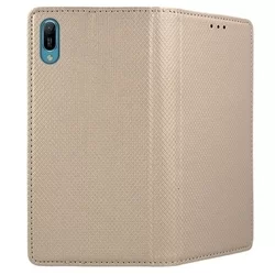 Huawei Y6 2019 Telefontok - arany mágneses szilikon keretes könyvtok-3
