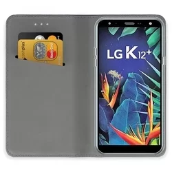 LG K40 Telefontok - kék mágneses szilikon keretes könyvtok-2