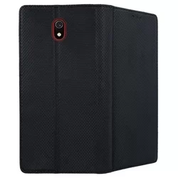 Xiaomi Redmi 8A Telefontok - fekete mágneses szilikon keretes könyvtok-1
