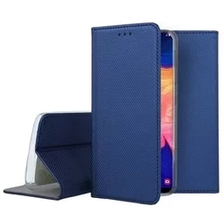 Samsung Galaxy A10 Telefontok - kék mágneses szilikon keretes könyvtok-2