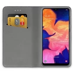 Samsung Galaxy A10 Telefontok - kék mágneses szilikon keretes könyvtok-3