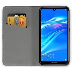 Huawei Y7 2019 / Y7 PRIME 2019 Telefontok - fekete mágneses szilikon keretes könyvtok-2