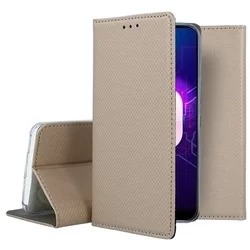 Honor 10 Telefontok - arany mágneses átlátszó szilikon keretes könyvtok-2
