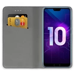 Honor 10 Telefontok - arany mágneses átlátszó szilikon keretes könyvtok-3