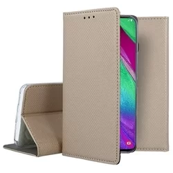 Samsung Galaxy A40 Telefontok - arany mágneses szilikon keretes könyvtok-1