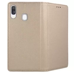 Samsung Galaxy A40 Telefontok - arany mágneses szilikon keretes könyvtok-3