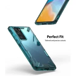 Huawei P40 Telefontok - Ringke Fusion X fekete terepmintás ütésálló tok-7