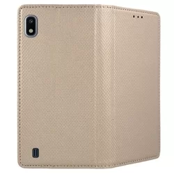 Samsung Galaxy A10 Telefontok - arany mágneses szilikon keretes könyvtok-1