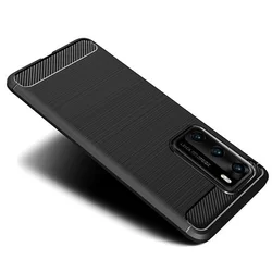 Huawei P40 Telefontok - Carbon Fiber fekete szilikon tok-1