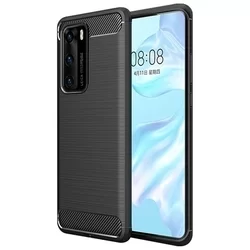 Huawei P40 Telefontok - Carbon Fiber fekete szilikon tok-2