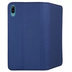 Huawei Y6 2019 Telefontok - kék mágneses szilikon keretes könyvtok-2