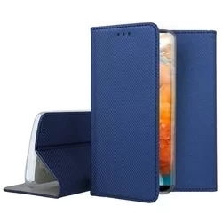 Huawei Y6 2019 Telefontok - kék mágneses szilikon keretes könyvtok-3