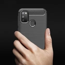 Samsung Galaxy M21 / M30s Telefontok - CARBON fekete szilikon tok-1