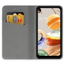 LG K61 Telefontok - fekete mágneses szilikon keretes könyvtok-1