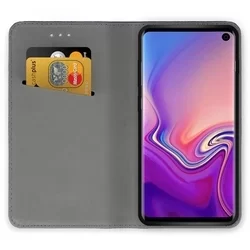 Samsung Galaxy S10e Telefontok - fekete mágneses szilikon keretes könyvtok-1