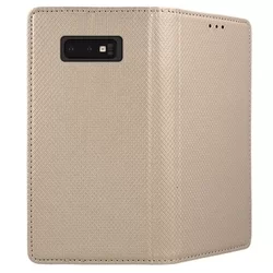 Samsung Galaxy S10e Telefontok - arany mágneses szilikon keretes könyvtok-3