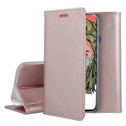 Huawei P Smart Z / Honor 9X Telefontok - Smart Magnetic rose gold szilikon keretes mágneses könyvtok-1