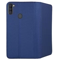 Samsung Galaxy A11 Telefontok - kék mágneses szilikon keretes könyvtok-1