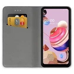 Telefontok LG K51S - fekete mágneses szilikon keretes könyvtok-3