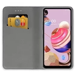 Telefontok LG K51S - kék mágneses szilikon keretes könyvtok-3