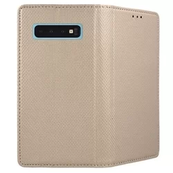 Samsung Galaxy S10+ (S10 Plus) Telefontok - arany mágneses szilikon keretes könyvtok-3