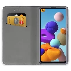 Samsung Galaxy A21S Telefontok - menta mágneses szilikon keretes könyvtok-1