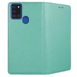 Samsung Galaxy A21S Telefontok - menta mágneses szilikon keretes könyvtok-3