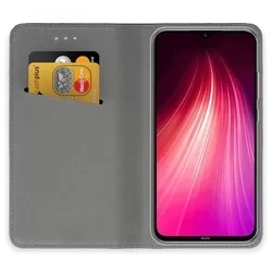 Xiaomi Redmi Note 8T Telefontok - kék mágneses szilikon keretes könyvtok-2