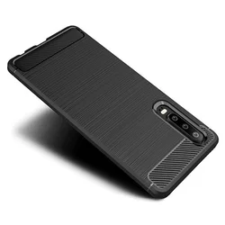 Huawei P30 Telefontok - Fiber Forcell Carbon fekete szilikon tok-3