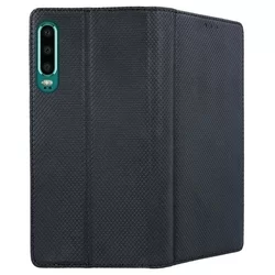 Huawei P30 Telefontok - fekete mágneses szilikon keretes könyvtok-3