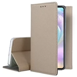 Huawei P30 Telefontok - arany mágneses átlátszó szilikon keretes könyvtok-3