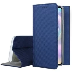 Huawei P30 Telefontok - kék mágneses szilikon keretes könyvtok-2