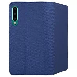 Huawei P30 Telefontok - kék mágneses szilikon keretes könyvtok-3