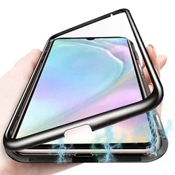 Telefontok Huawei P30 - mágnesesen záródó hátlaptok fekete fém kerettel és átlátszó hátlappal-3
